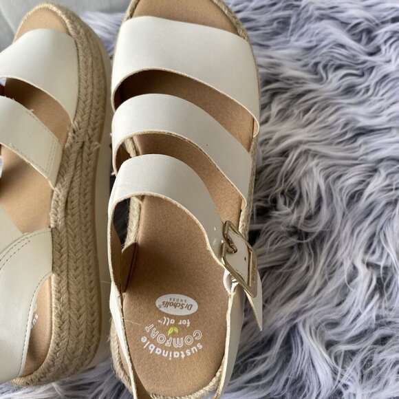 DrScholl's Once Twice Platform Strappy Sandals Women Sz 8M White Faux Leather - Picture 13 of 16